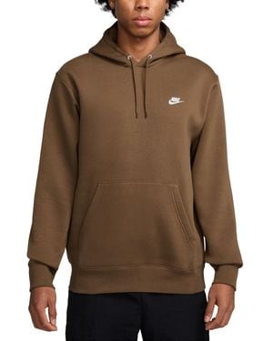 Nike Club Pullover Fleece Logo Hoodie - Brown