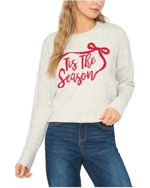 Cece Tis The Season Holiday Graphic Knit Crewneck Long-sleeve Sweater - Gray