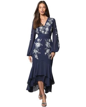 Coast Embellished High Low Maxi Dress - Blue