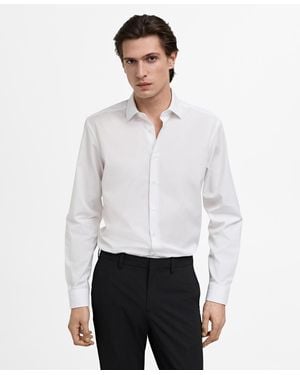 Mango Slim-fit Cotton Poplin Dress Shirt - White