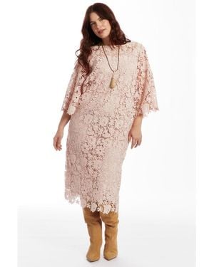 June + Vie June + Vie June + Vie Bell-sleeve Lace Midi Dress - Pink