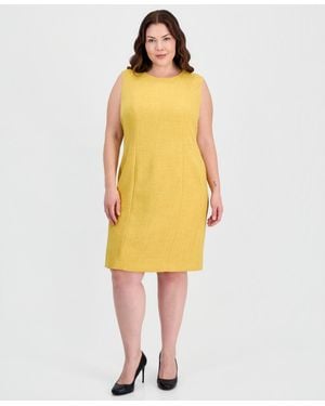 Kasper Plus Size Sleeveless Sheath Dress - Yellow