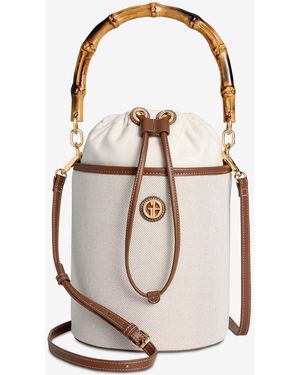 Giani Bernini Linen Bamboo Handle Bucket - White