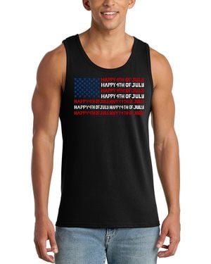 LA Pop Art Usa Flag Typography Graphic Tank Top - Black
