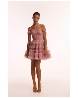 Millà Flirty Ruffled Tulle Mini Dress - Pink