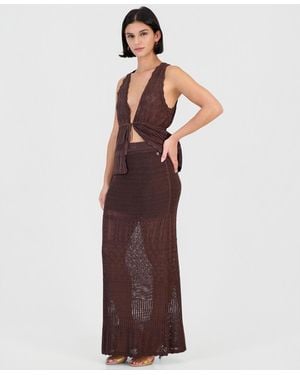 Guess Vivianne Crochet High-waisted Maxi Skirt - Brown