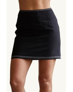 Crescent Bonez Contrast Stitch Mini Skirt - Black