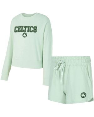 Concepts Sport 2-piece Boston Celtics Elevation Tri-blend Long Sleeve T-shirt And Shorts Set - Green