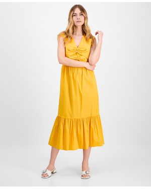Anne Klein Bow-front Sleeveless Midi Dress - Yellow
