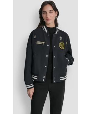 DKNY 1989 Pins & Patches Snap-front Varsity Jacket - Black