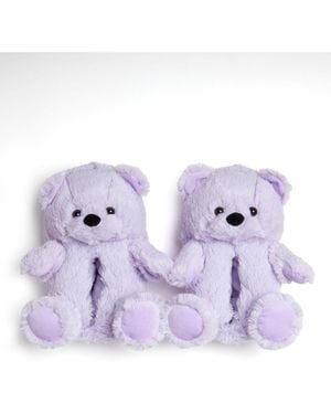 Dearfoams Cozyfoams Overstuffed Bear Closed Back Slipper - Purple