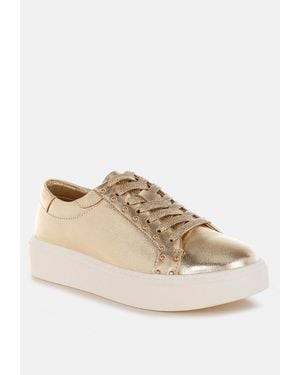 Rag & Co Cincinati Metallic Pleather Chunky Sneakers - White