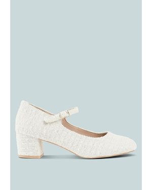 Rag & Co Antara Tweed Mary Jane Sandals - White