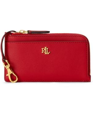 Ralph Lauren Leather L-zip Card Case Wallet - Red