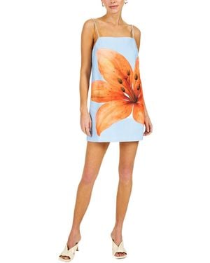 Line & Dot Avah Floral Printed Square Neck Dress - Orange