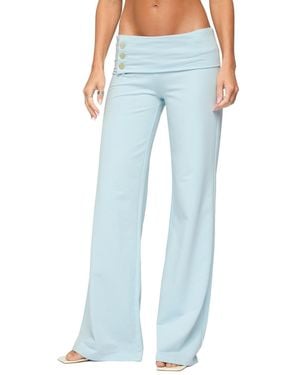 Edikted Poppy Foldover Wide Leg Pants - Blue