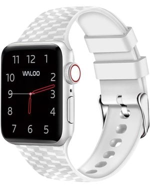 Waloo Carbon Fiber Silicone Replacement Band For Apple Watch - Black