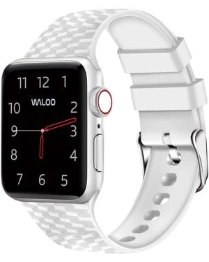 Waloo Carbon Fiber Silicone Replacement Band For Apple Watch - Black