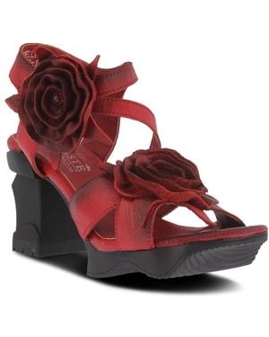 L'ARTISTE Spring Step Shelly Ankle Strap Sandal - Red