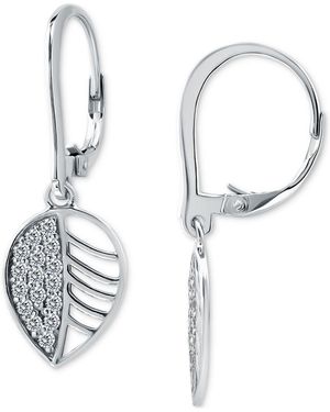 Giani Bernini Cubic Zirconia Leaf Drop Earrings - White