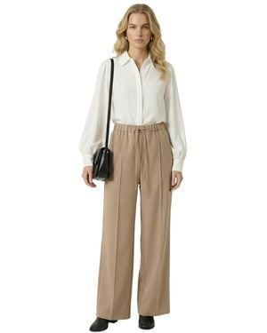 Modenaire Wide-leg Drawstring-waist Pants - Natural