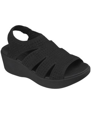 Skechers Parallel Lite Knit Cut Out Slingback Wedge Sandals From Finish Line - Black