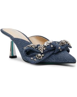 Betsey Johnson Kena Pointed-toe Embellished-bow Mule Pumps - Blue