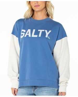 Roxy Lineup Color Block Oversized Crewneck Sweatshirt - Blue