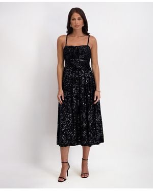 Kensie Burn Out Foil Slip Sleeveless Dress - Black