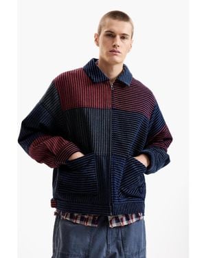Desigual Chenille Coat Blocks, Polyester - Blue