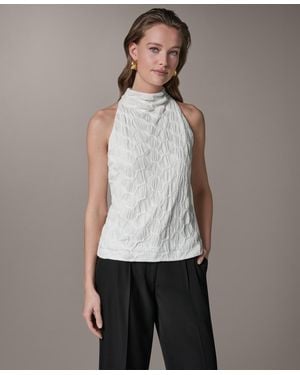 Donna Karan Textured Mock Neck Top - Gray