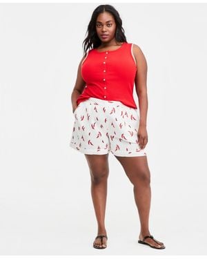 On 34th Trendy Plus Size Wide-leg Shorts - Red