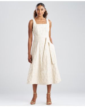Natori Spiral Embroidered Square Neck Maxi Dress - Natural