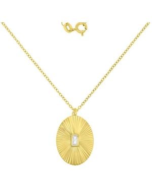 Macy's 14k Gold Over Sterling Silver Mirror Cut Oval Necklace - Metallic