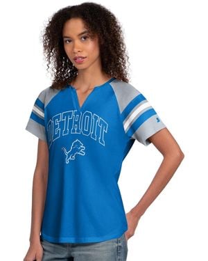 Starter Detroit Lions Game On Notch Neck T-shirt - Blue