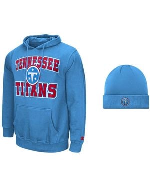 Starter Tennessee Titans Fleece-lined Graphic Hoodie And Cuffed Knit Hat - Blue