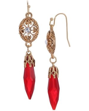 2028 Crystal Acrylic Icicle Drop Earrings - Red