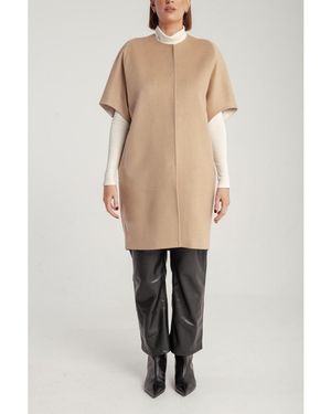 1982 Cashmere Short Sleeve Crew Neck Coat - Natural