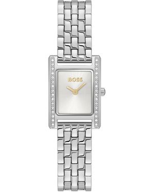 BOSS Lucy Precious Rectangular Watch, 18.5Mm - White
