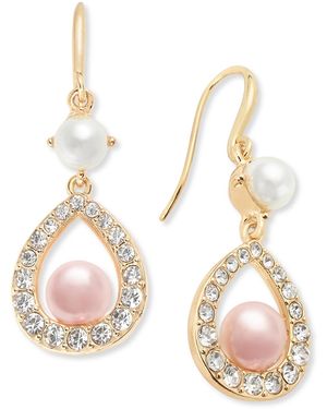 Charter Club Gold-tone & White Imitation Pearl Teardrop Earrings - Metallic