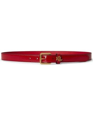 Ralph Lauren Logo Keeper Skinny Belt - Red