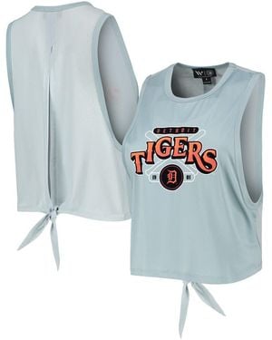 The Wild Collective Light Detroit Tigers Open Back Twist-tie Tank Top - Blue