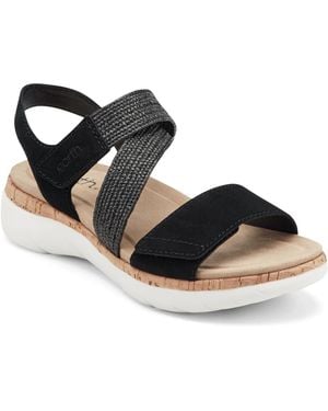 Earth Reston Strappy Low Wedge Sandals - Black