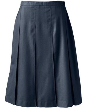 Lands' End Box Pleat Skirt Below The Knee - Blue