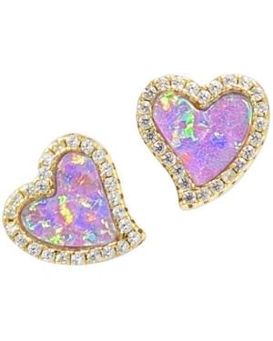 KAMARIA Amore Heart Stud Earrings With Lab-grown Opal - Pink