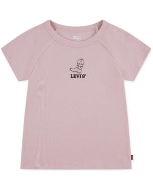 Levi's Big Girls Boot Applique Raglan Top - Pink