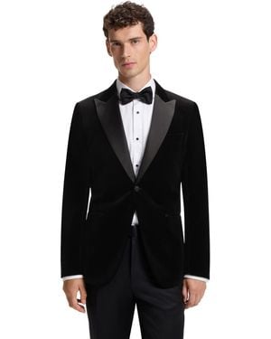 BOSS Boss By Cotton Velvet Slim-fit Tuxedo Jacket - Black
