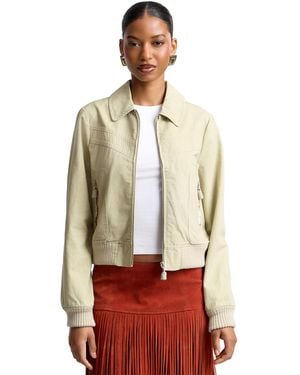 Avec Les Filles Zip Front Bomber Jacket - Red