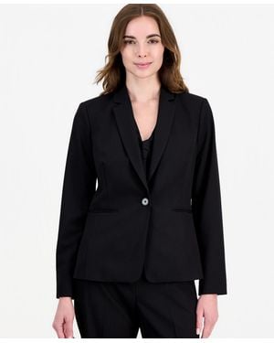 Tahari One-button Short Shoulder-padded Blazer - Black