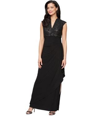 Alex Evenings Petite Rayon-blend V-neck Sleeveless Gown - Black